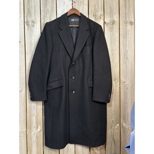 Vintage Campau Black Wool Overcoat Men's Classic Tailored Pure New Wool
